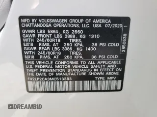 2021 Volkswagen Atlas SE z VIN 1V2LP2CA3MC513383, wystawiony jako Copart lot #56131345 z przebiegiem 75 230 mil mil oraz Szkody całkowita. Historia ofert i sprzedaży dostępna na DreamBid. Obrazek 13.