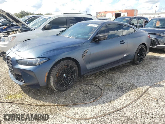 2025 BMW M4 Competition with VIN WBS23HK04SCS92239, listed as a Copart auction lot 73682974 with 613 mi miles and Salvage Title. Bid and sale history available at carsss.com. Image 1.