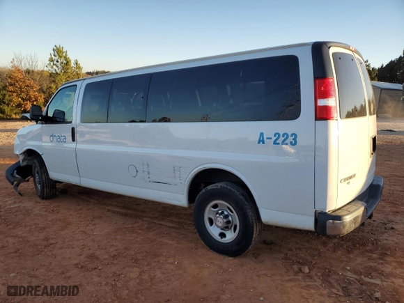 2018 Chevrolet Express Passenger LT with VIN 1GAZGPFG9J1291361, listed as a Copart auction lot 83827554 with 46,936 mi miles and Salvage Title. Bid and sale history available at carsss.com. Image 2.