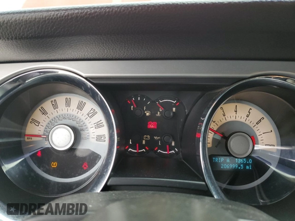 2012 Ford Mustang V6 Premium with VIN 1ZVBP8AM0C5228850, listed as a Copart auction lot 46645355 with 206,999 mi miles and Salvage Title. Bid and sale history available at carsss.com. Image 9.