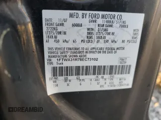 2008 Ford F-350 XL with VIN 1FTWX31R78EC73102, listed as a Copart auction lot 76482064 with 262,025 mi miles and Clean Title. Bid and sale history available at DreamBid. Image 12.