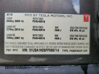 2015 Tesla Model S 85D with VIN 5YJSA1H26FF096714, listed as a Copart auction lot 51710505 with 83,119 mi miles and Salvage Title. Bid and sale history available at carsss.com. Image 13.