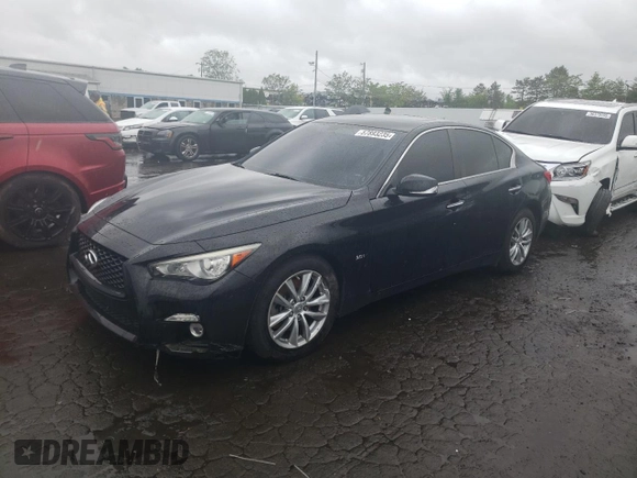 2017 Infiniti Q50 Premium with VIN JN1EV7ARXHM834006, listed as a Copart auction lot 57893235 with 65,068 mi miles and Salvage title. Bid and sale history available at DreamBid. Image 1.