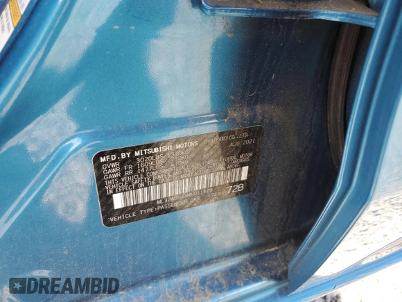 2021 Mitsubishi Mirage ES z VIN ML32AUHJXMH011429, wystawiony jako Copart lot #55936305 z przebiegiem 63 079 mil mil oraz Szkoda całkowita • Salvage title. Historia ofert i sprzedaży dostępna na DreamBid. Obrazek 12.