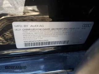 2021 Audi A8 with VIN WAU8DAF82MN022503, listed as a Copart auction lot 76598934 with 60,631 mi miles and Salvage Title. Bid and sale history available at carsss.com. Image 14.