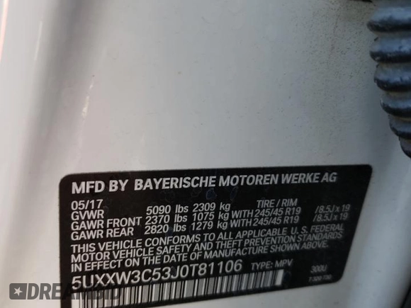 2018 BMW X4 xDrive28i with VIN 5UXXW3C53J0T81106, listed as a Copart auction lot 72214933 with 0 mi miles. Bid and sale history available at carsss.com. Image 13.