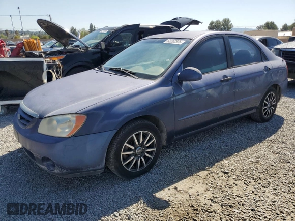 2004 Kia Spectra LX with VIN KNAFE122845046827, listed as a Copart auction lot 52262575 with 91,786 mi miles and Clean Title. Bid and sale history available at carsss.com. Image 1.