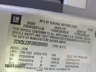 2008 Chevrolet Equinox LS with VIN 2CNDL23F286286663, listed as a IAAI auction lot 41913258 with 67,772 mi miles. Bid and sale history available at carsss.com. Image 9.