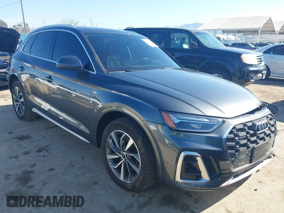 2023 Audi Q5 S line Premium with VIN WA1GAAFY8P2189441, listed as a IAAI auction lot 41734610 with 18,909 mi miles. Bid and sale history available at carsss.com. Image 1.