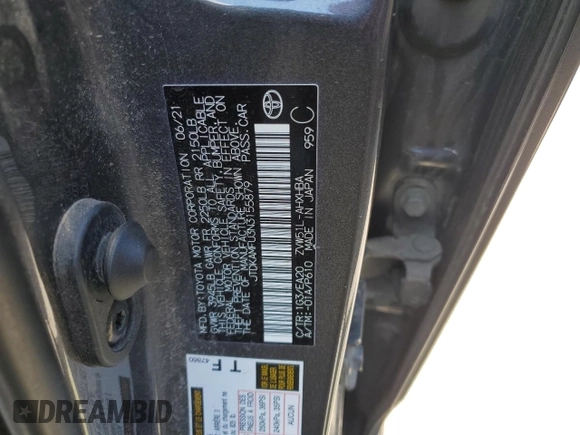 2022 Toyota Prius L Eco with VIN JTDKAMFU3N3155879, listed as a Copart auction lot 57252135 with 45,370 mi miles and Salvage title. Bid and sale history available at DreamBid. Image 12.