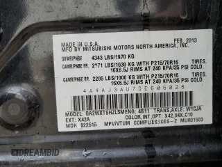 2013 Mitsubishi Outlander Sport SE with VIN 4A4AJ3AU7DE606028, listed as a Copart auction lot 87848165 with Not provided miles and Salvage title. Bid and sale history available at DreamBid. Image 14.