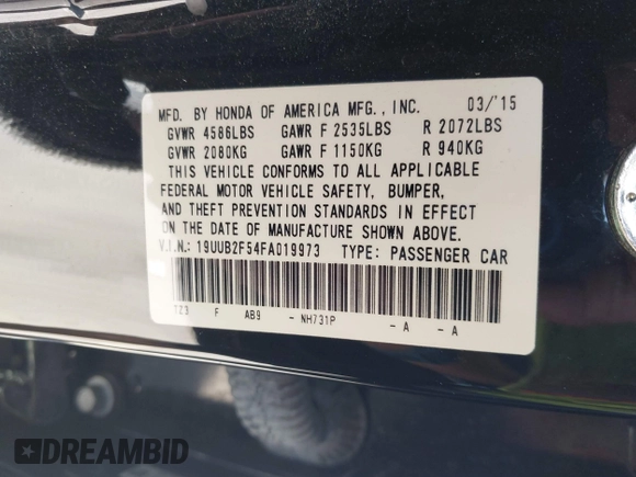 2015 Acura TLX Technology with VIN 19UUB2F54FA019973, listed as a IAAI auction lot 42482331 with 130,004 mi miles and . Bid and sale history available at DreamBid. Image 9.