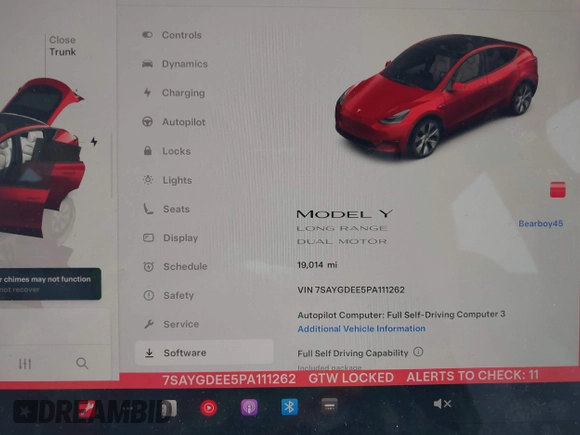 2023 Tesla Model Y Long Range with VIN 7SAYGDEE5PA111262, listed as a IAAI auction lot 42341148 with 19,014 mi miles and . Bid and sale history available at DreamBid. Image 7.