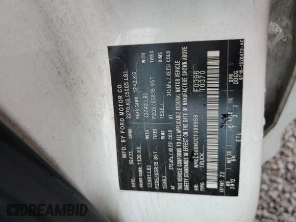 2012 Ford Transit Connect XLT z VIN NM0LS6BN2CT089959, wystawiony jako Copart lot #57134505 z przebiegiem 312 726 mil mil oraz Szkoda całkowita • Salvage title. Historia ofert i sprzedaży dostępna na DreamBid. Obrazek 13.