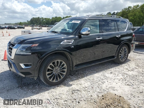 2021 Nissan Armada Platinum with VIN JN8AY2DA5M9374038, listed as a Copart auction lot 59656864 with 52,340 mi miles and Clean Title. Bid and sale history available at carsss.com. Image 1.