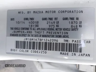 2015 Mazda 3 i Sport with VIN JM1BM1K78F1242096, listed as a IAAI auction lot 41447819 with 91,738 mi miles and . Bid and sale history available at DreamBid. Image 9.