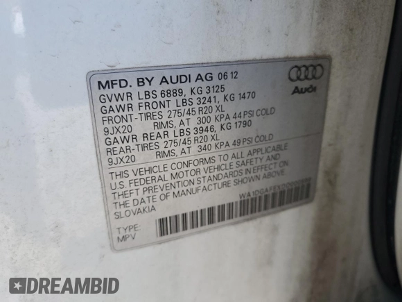 2013 Audi Q7 3.0T S line Prestige with VIN WA1DGAFEXDD000599, listed as a Copart auction lot 50813085 with 178,448 mi miles and Clean Title. Bid and sale history available at carsss.com. Image 13.