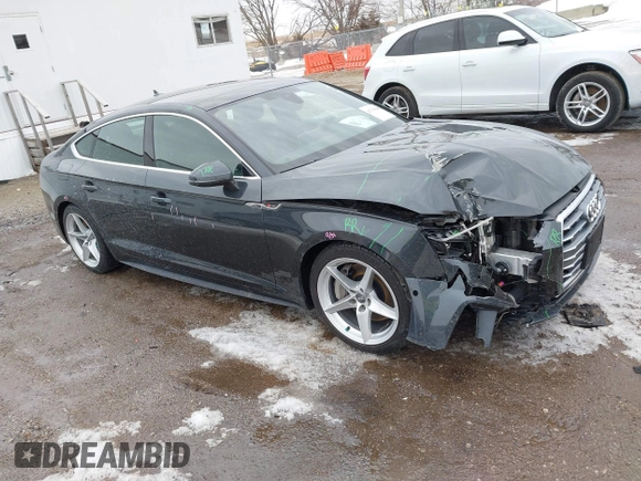 2019 Audi A5 Sportback Prestige with VIN WAUFNCF50KA010327, listed as a IAAI auction lot 41738148 with 68,038 mi miles. Bid and sale history available at carsss.com. Image 1.