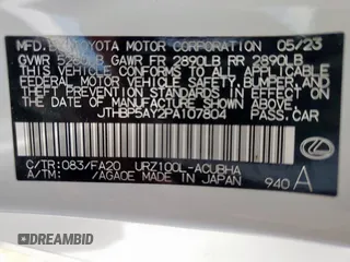 2023 Lexus LC 500h с VIN JTHBP5AY2PA107804, выставлен на аукционе Copart как лот 58967395 с пробегом 4 772 миль миль и Списание • Salvage title. История ставок и продаж доступна на DreamBid. Изображение 13.