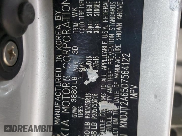 2013 Kia Soul + z VIN KNDJT2A65D7564122, wystawiony jako Copart lot #55811785 z przebiegiem 89 887 mil mil oraz Szkoda całkowita • Salvage title. Historia ofert i sprzedaży dostępna na DreamBid. Obrazek 12.