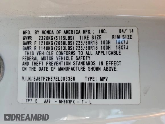 2014 Honda Crosstour EX-L with VIN 5J6TF2H57EL003386, listed as a Copart auction lot 72093304 with 172,891 mi miles and Salvage Title. Bid and sale history available at carsss.com. Image 15.