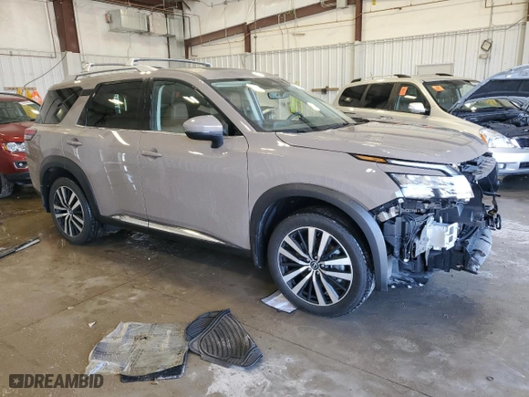 2023 Nissan Pathfinder Platinum with VIN 5N1DR3DK9PC267579, listed as a Copart auction lot 50333675 with 19,786 mi miles and Salvage Title. Bid and sale history available at carsss.com. Image 4.
