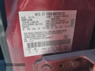 2014 Ford Super Duty F-250 SRW XL with VIN 1FT7W2BT5EEB49627, listed as a IAAI auction lot 41574868 with 1 mi miles. Bid and sale history available at carsss.com. Image 9.
