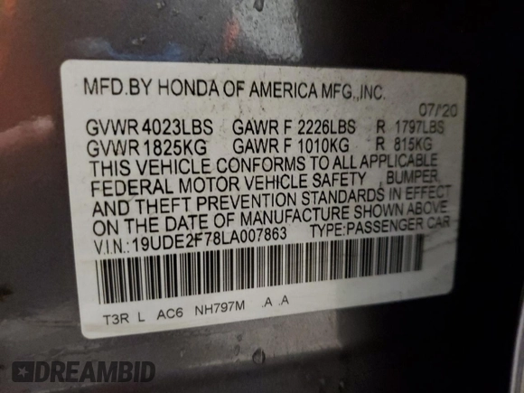 2020 Acura ILX Premium with VIN 19UDE2F78LA007863, listed as a Copart auction lot 47115795 with 42,234 mi miles and Salvage Title. Bid and sale history available at DreamBid. Image 13.