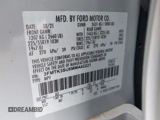 2021 Ford Mustang Mach-E Premium with VIN 3FMTK3SU6MMA62221, listed as a IAAI auction lot 42031485 with 40,518 mi miles and . Bid and sale history available at DreamBid. Image 9.