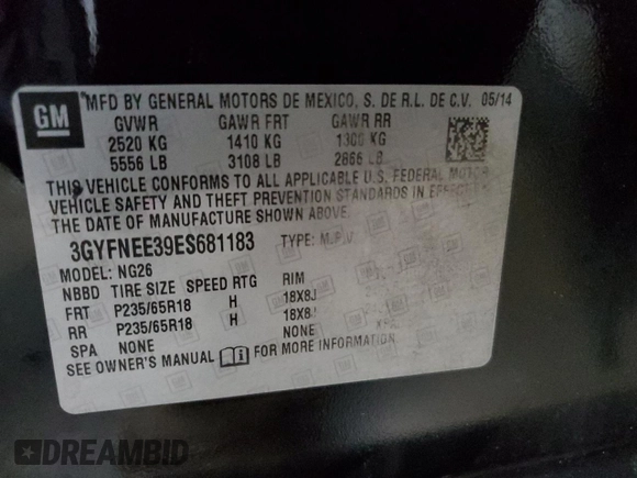 2014 Cadillac SRX Luxury Collection z VIN 3GYFNEE39ES681183, wystawiony jako Copart lot #57165295 z przebiegiem 110 780 mil mil oraz Szkoda całkowita • Salvage title. Historia ofert i sprzedaży dostępna na DreamBid. Obrazek 13.