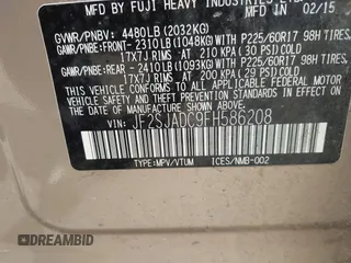 2015 Subaru Forester 2.5i Premium with VIN JF2SJADC9FH586208, listed as a IAAI auction lot 41929248 with 55,540 mi miles. Bid and sale history available at carsss.com. Image 9.
