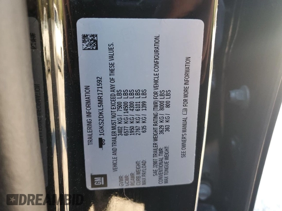 2021 GMC Yukon Denali with VIN 1GKS2DKL5MR171592, listed as a Copart auction lot 88767015 with 62,674 mi miles and Salvage Title. Bid and sale history available at carsss.com. Image 13.