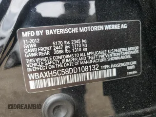 2013 BMW 5 Series 528i xDrive z VIN WBAXH5C58DD108132, wystawiony jako Copart lot #57969865 z przebiegiem 68 308 mil mil oraz Szkoda całkowita • Salvage title. Historia ofert i sprzedaży dostępna na DreamBid. Obrazek 12.