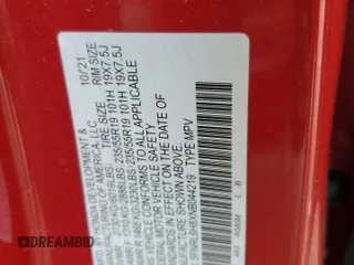 2022 Honda Odyssey Touring z VIN 5FNRL6H8XNB044219, wystawiony jako Copart lot #54767665 z przebiegiem 68 965 mil mil oraz Szkoda całkowita • Salvage title. Historia ofert i sprzedaży dostępna na DreamBid. Obrazek 13.
