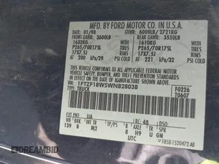 1998 Ford F-150 с VIN 1FTZF18W5WNB28038, выставлен на аукционе IAAI как лот 42076019 с пробегом 316 767 миль миль и . История ставок и продаж доступна на DreamBid. Изображение 9.