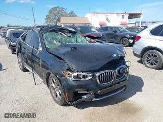 2020 BMW X3 sDrive30i with VIN 5UXTY3C03L9D58004, listed as a IAAI auction lot 40703189 with 1 mi miles. Bid and sale history available at carsss.com. Image 1.
