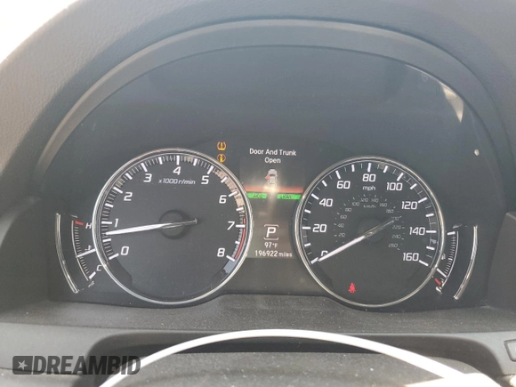 2016 Acura RLX Tech Pkg with VIN JH4KC1F55GC000303, listed as a Copart auction lot 55260834 with 196,922 mi miles and Salvage Title. Bid and sale history available at carsss.com. Image 9.