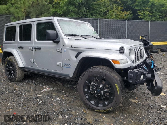 2024 Jeep Wrangler Sahara with VIN 1C4RJXP65RW210689, listed as a Copart auction lot 66482724 with 4,872 mi miles and Salvage Title. Bid and sale history available at DreamBid. Image 4.