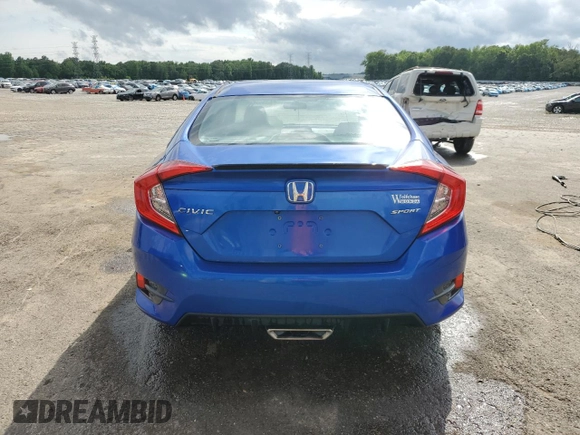 2019 Honda Civic Sport with VIN 2HGFC2F82KH562525, listed as a Copart auction lot 54543335 with 55,730 mi miles and Salvage title. Bid and sale history available at DreamBid. Image 6.