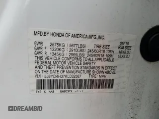 2019 Acura MDX z VIN 5J8YD4H37KL032587, wystawiony jako Copart lot #61031725 z przebiegiem 97 835 mil mil oraz Szkoda całkowita • Salvage title. Historia ofert i sprzedaży dostępna na DreamBid. Obrazek 13.
