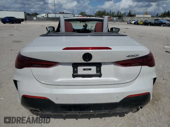 2025 BMW 4 Series 430i with VIN WBA33DB06SCS07578, listed as a Copart auction lot 43114995 with 5,169 mi miles and Salvage title. Bid and sale history available at DreamBid. Image 6.
