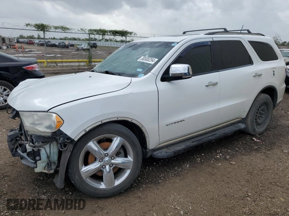 2013 Dodge Durango Citadel with VIN 1C4SDHET2DC613983, listed as a Copart auction lot 80585254 with 164,580 mi miles and Salvage Title. Bid and sale history available at carsss.com. Image 1.
