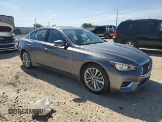 2021 Infiniti Q50 Luxe with VIN JN1EV7BP5MM702973, listed as a Copart auction lot 53355165 with 54,114 mi miles and Clean title. Bid and sale history available at DreamBid. Image 4.
