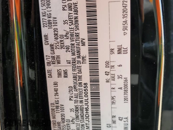 2018 Lincoln MKC Reserve with VIN 5LMTJ3DH6JUL00558, listed as a Copart auction lot 70402484 with 72,608 mi miles and Salvage title. Bid and sale history available at DreamBid. Image 14.