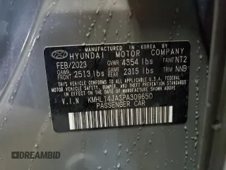 2023 Hyundai Sonata SEL z VIN KMHL14JA3PA309650, wystawiony jako Copart lot #84196094 z przebiegiem 24 228 mil mil oraz Szkoda całkowita • Salvage title. Historia ofert i sprzedaży dostępna na DreamBid. Obrazek 12.