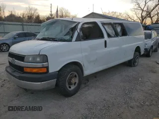 2014 Chevrolet Express Passenger LT with VIN 1GAZG1FGXE1187397, listed as a Copart auction lot 43209785 with 168,614 mi miles and Salvage title. Bid and sale history available at DreamBid. Image 1.