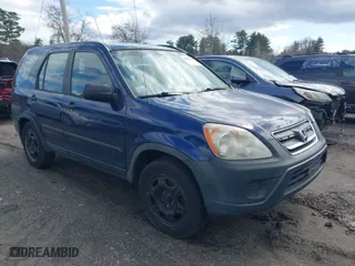 2005 Honda CR-V LX with VIN JHLRD78585C001796, listed as a IAAI auction lot 41854054 with 166,120 mi miles. Bid and sale history available at carsss.com. Image 1.