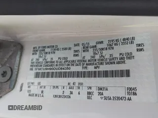 2013 Ford Escape SEL with VIN 1FMCU9H90DUD84350, listed as a IAAI auction lot 41883888 with 177,347 mi miles. Bid and sale history available at carsss.com. Image 9.