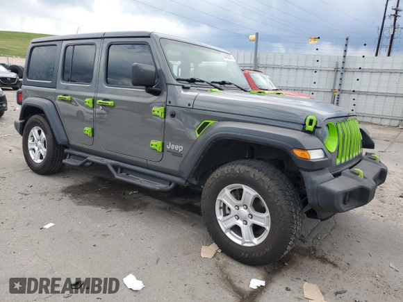 2019 Jeep Wrangler Unlimited Sport S with VIN 1C4HJXDG3KW648464, listed as a Copart auction lot 60468205 with 74,711 mi miles and Salvage title. Bid and sale history available at DreamBid. Image 4.