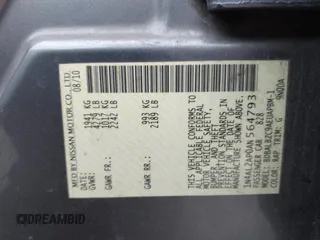 2010 Nissan Altima 2.5 S with VIN 1N4AL2AP0AN564793, listed as a IAAI auction lot 41903567 with 180,648 mi miles. Bid and sale history available at carsss.com. Image 9.